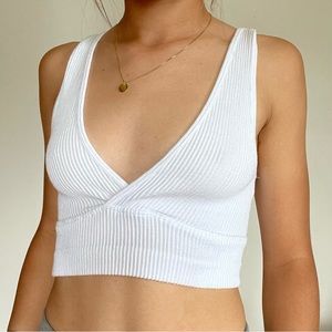 White Ribbed Bralette/Tank Top 🤍
Size S